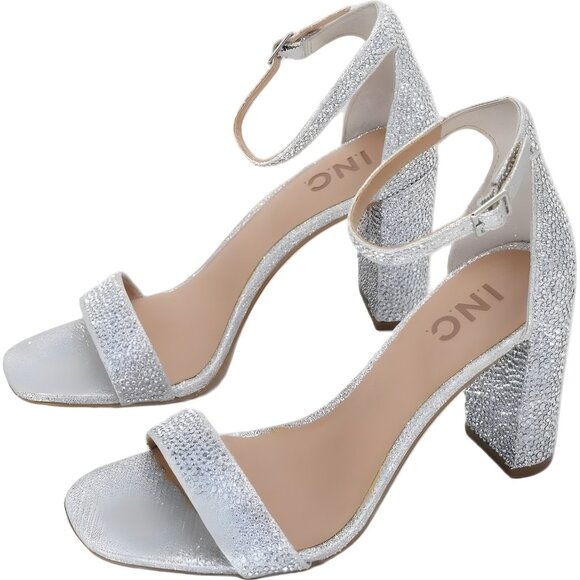 INC International Concepts Lexini Rhinestone Sandals Silver Women's US 6M - Picture 2 of 6